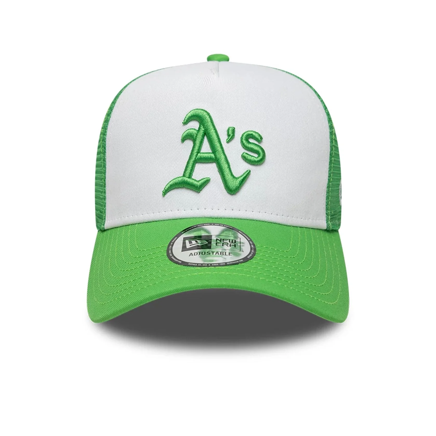 NE Athletics MLB League Essential Open Green 9FORTY A-Frame Trucker Adjustable Cap
